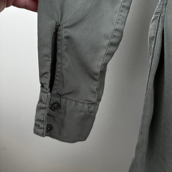 Evereve Peyton Shirt Dress Utility Dress Button Up Pockets Belted Olive Medium - Picture 9 of 12